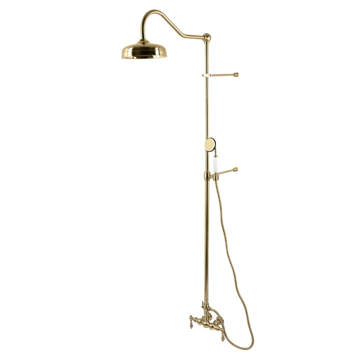 Vintage Tub Wall Mount Rain Drop Shower System with Hand Shower in Brushed Brass
