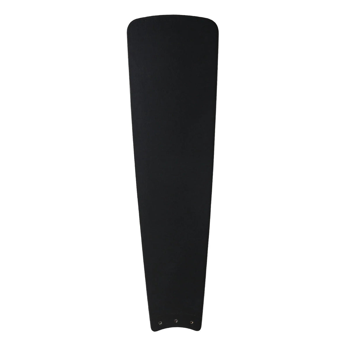 Black ceiling fan downrod with 5-blade housing and small LED lens accents