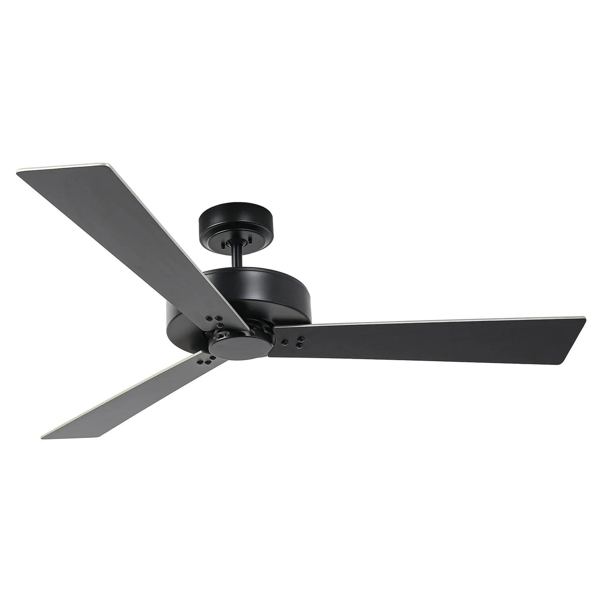 Black 52-inch 4-speed ceiling fan with five blades and central flush mount