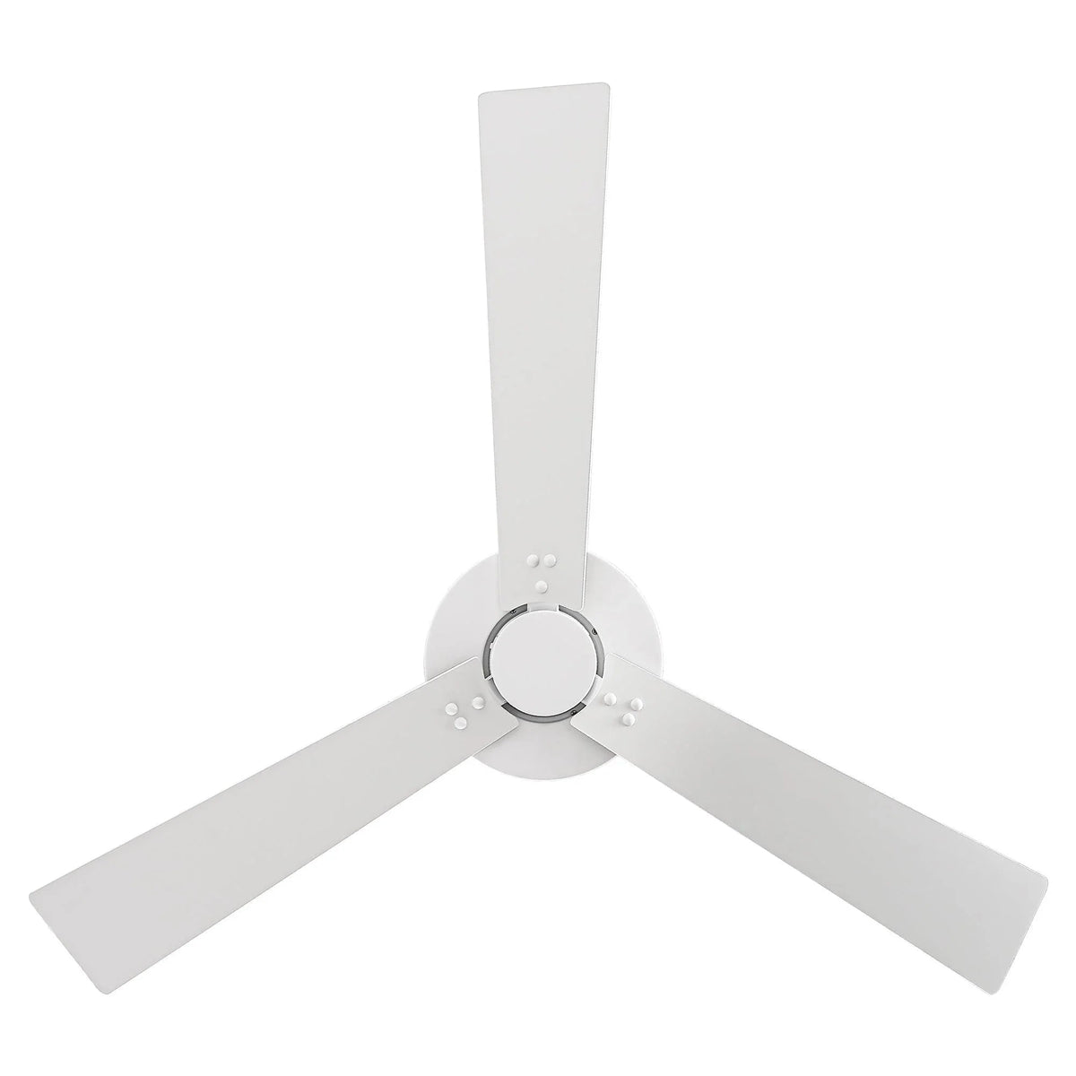White ceiling fan with 4 blades and central motor canopy