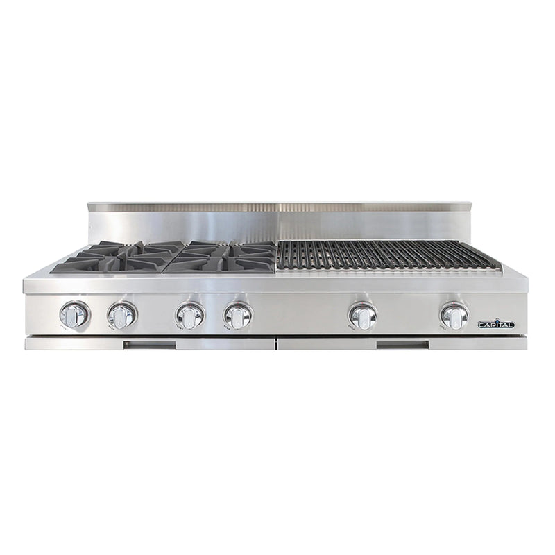 Capital 48-Inch Rangetop in Stainless Steel with 4 Open Burners, 24-Inch Grill (CGRT484BB)