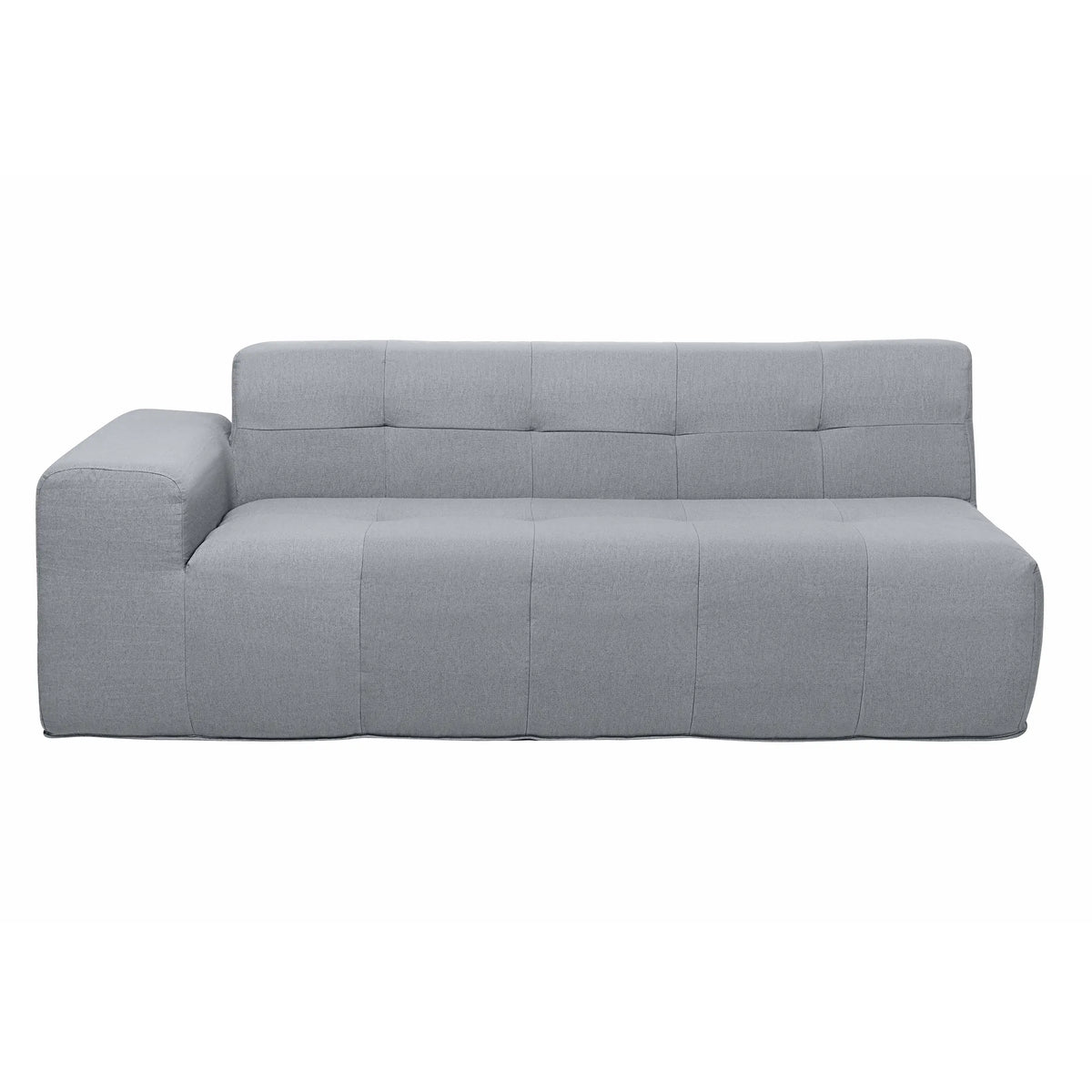 Gray modular sectional sofa with tufted back and plush seat cushions