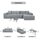 Deko Living 3 Piece Gray Compressed Foam Sectional Sofa Lounger and Table Set (CIF50018)