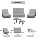 Deko Living 5 Piece Gray Compressed Foam Loveseat Sofa Chairs and Table Set (CIF50019)