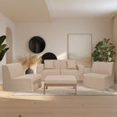 Deko Living 4 PieceSeating Brown Compressed Foam Sectional Sofa and Ottoman Set (CIF50117)