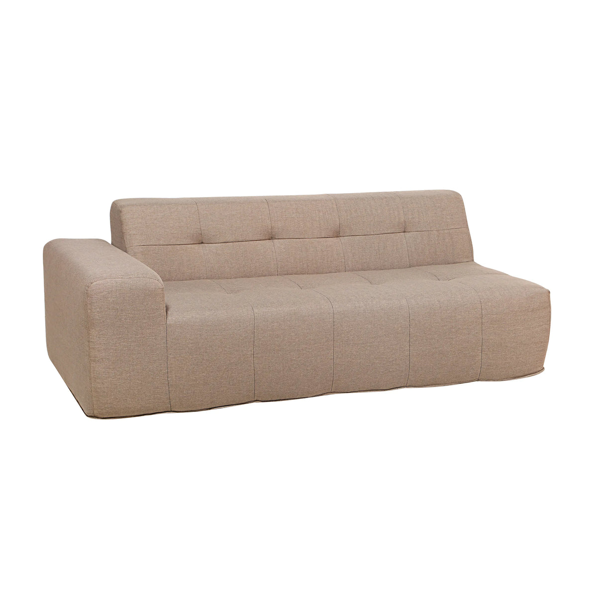 Tan 3-seat sectional sofa with upholstered arms and back cushions