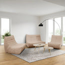 Deko Living 5 Piece Brown Compressed Foam Loveseat Sofa Chairs and Table Set (CIF50119)