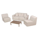 Deko Living 4 Piece Seating Beige Compressed Foam Sectional Sofa and Ottoman Set (CIF50217)