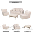 Deko Living 4 Piece Seating Beige Compressed Foam Sectional Sofa and Ottoman Set (CIF50217)