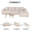 Deko Living 3 Piece Beige Compressed Foam Sectional Sofa Lounger and Table Set (CIF50218)
