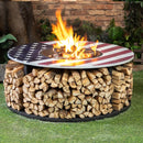 Deko Living 38-Inch Diameter Commemorative Outdoor Steel Woodburning  Fire Pit with Log Storage (COB10510)