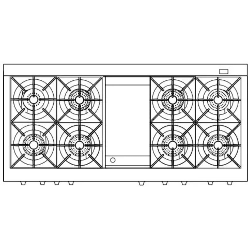 Capital 60-Inch Grand Chef Dual Fuel Range in Stainless Steel with 8 Open Burners & Griddle (COB604G4)