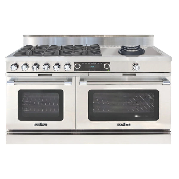 Capital 60-Inch Grand Chef Dual Fuel Range in Stainless Steel with 6 Open Burners &amp; 24-Inch Open Power Wok (COB606CW)