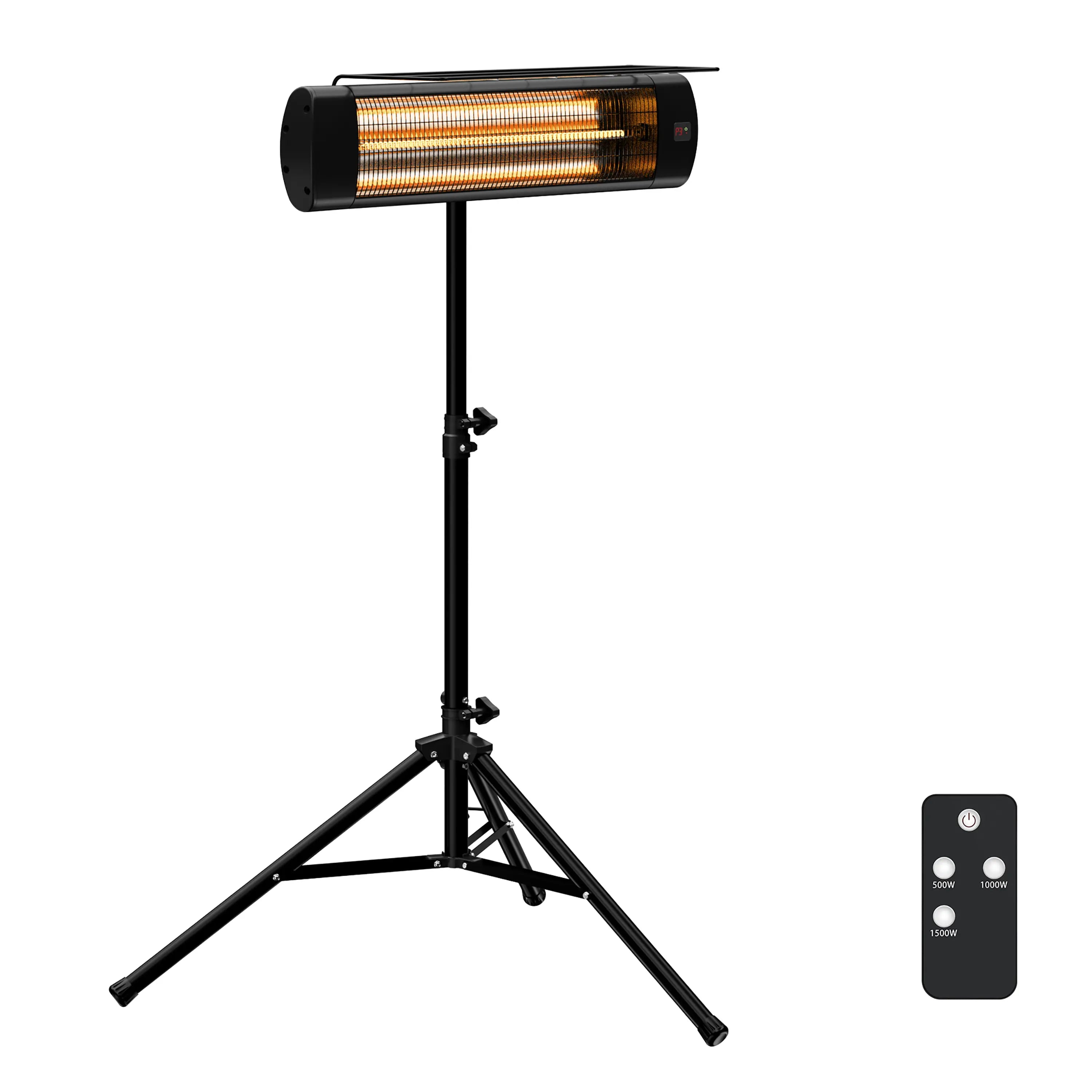 Black infrared carbon-fiber stand heater on tripod with remote control