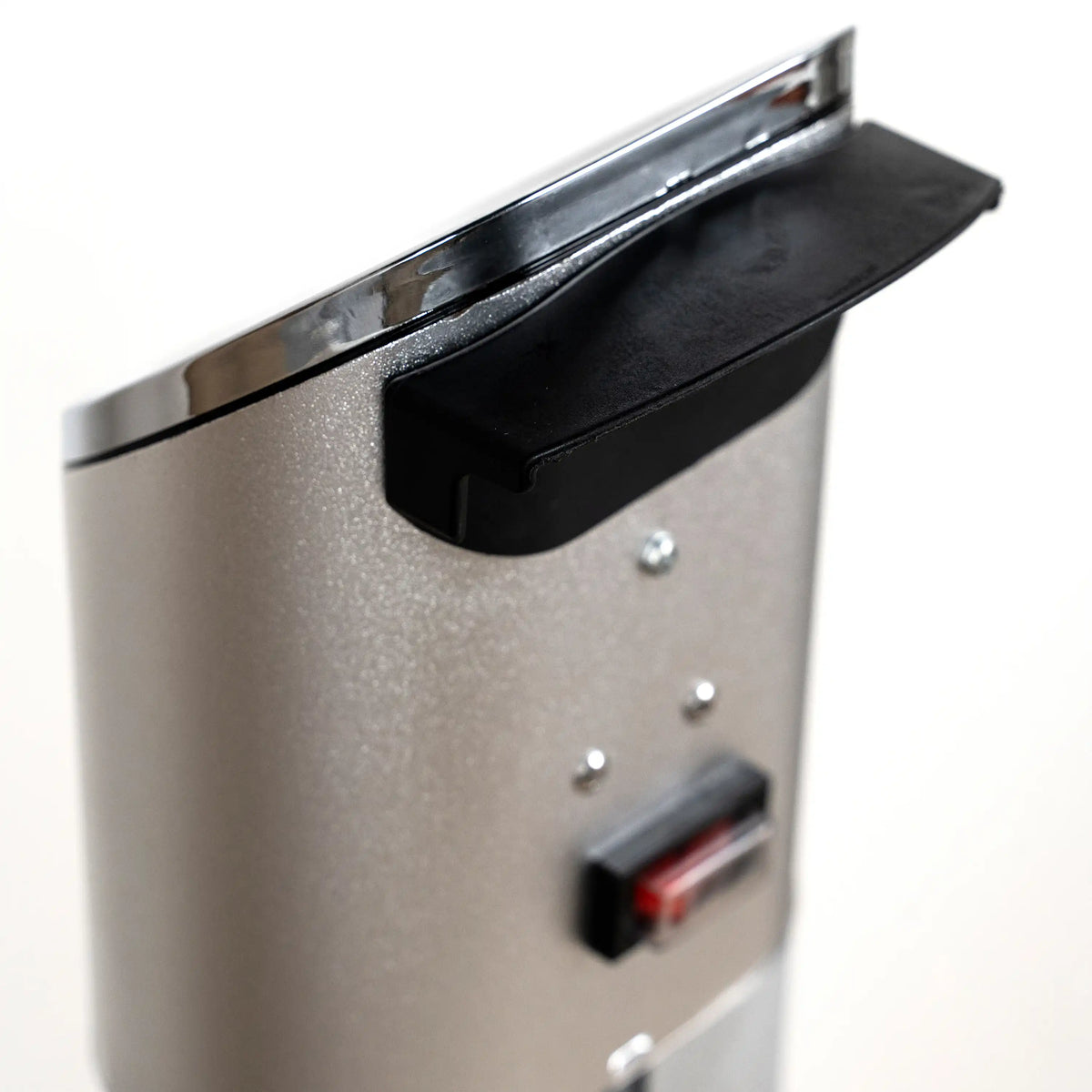 Stainless electric heater side control panel with switches and vent openings