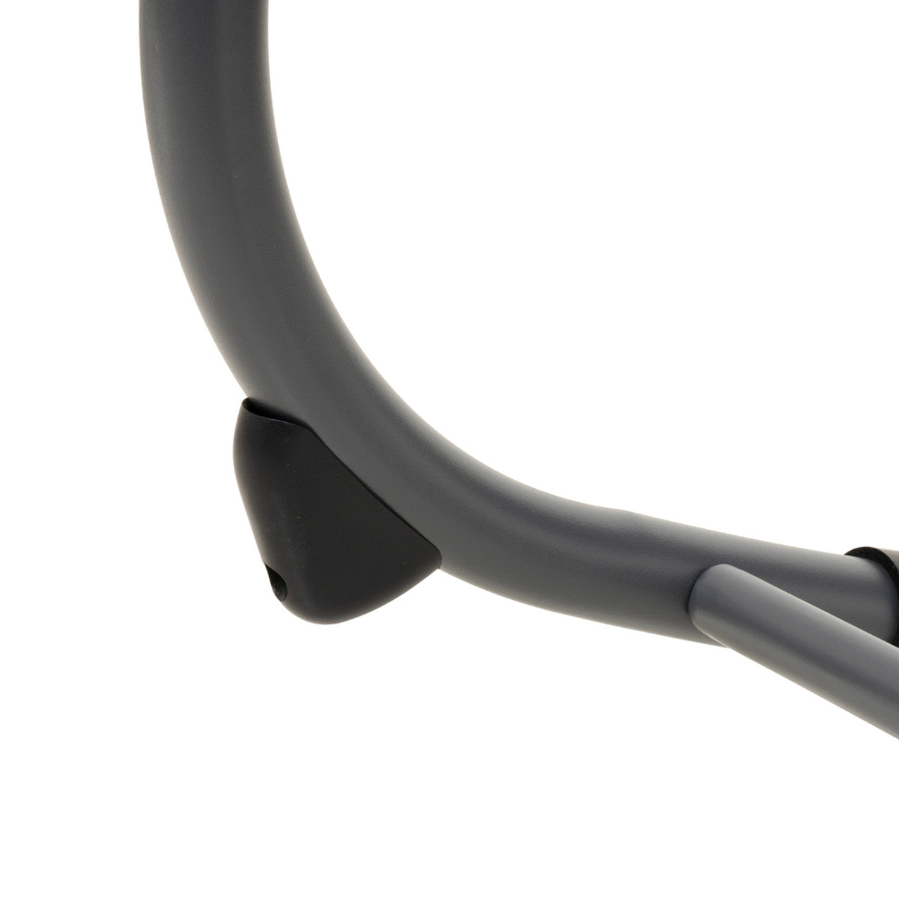 Outdoor rocking chair curved armrest frame in dark gray with black end cap