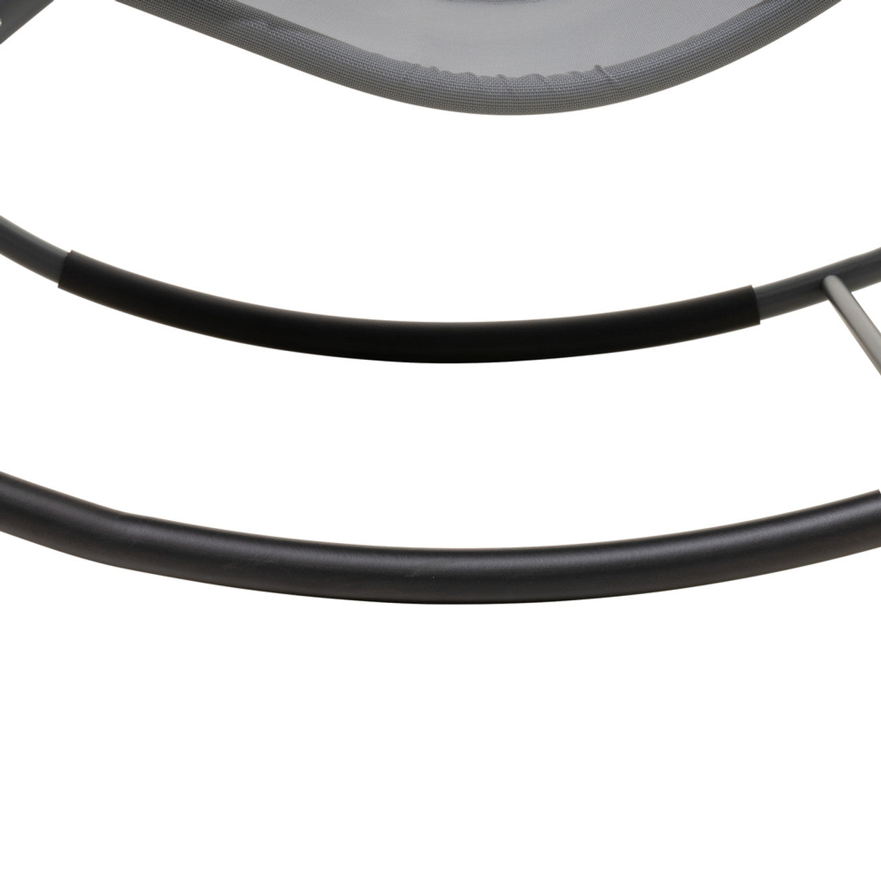 Outdoor rocking lounge chair black rocker bars with curved seat support