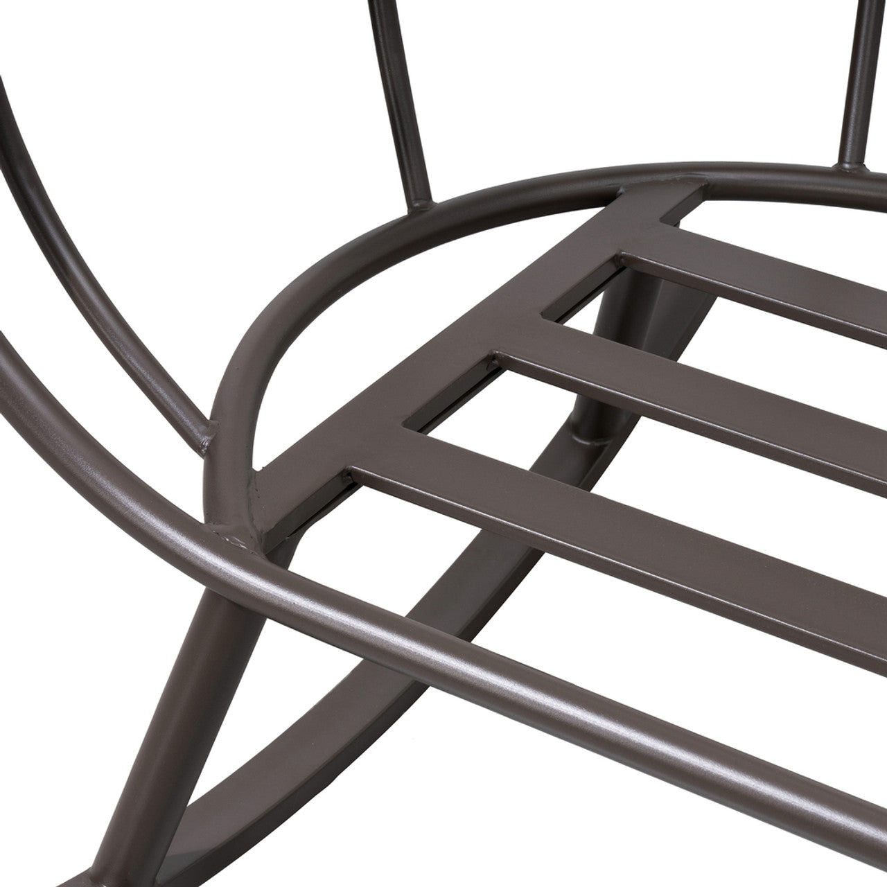 Outdoor rocking egg chair rocking base with dark metal curved frame