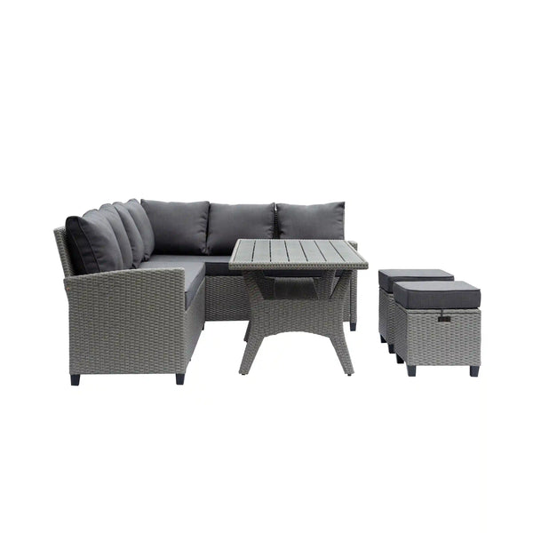 Deko Living Outdoor Wicker Patio Sectional Sofa & Ottoman Set with Table (COP30006)