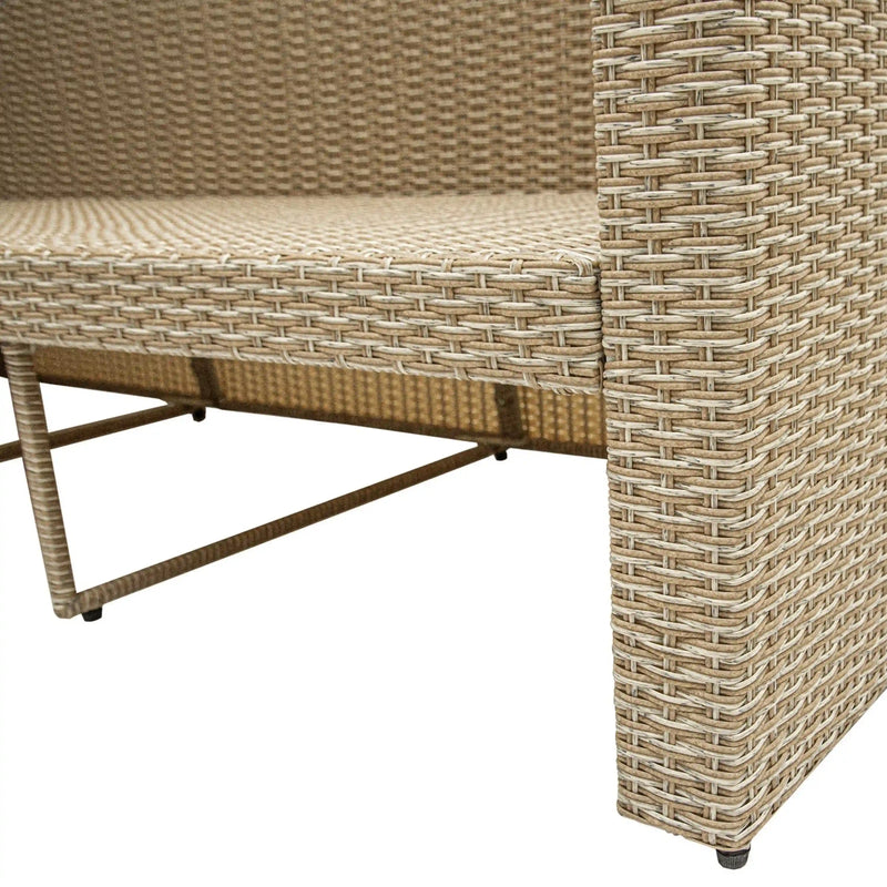 Deko Living Outdoor Wicker Patio Sofa with Canopy & Ottoman Set (COP30007)
