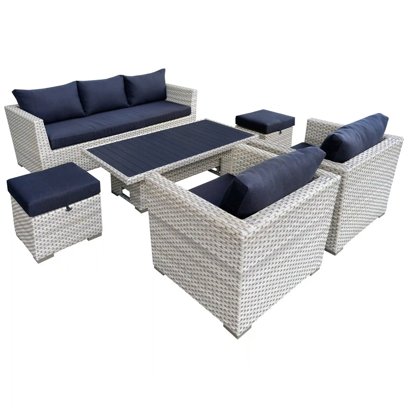 Deko Living Outdoor Wicker Patio Sofa & Ottoman Set with Adjustable Table Height (COP30010)