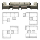 Deko Living 8 Piece Brown Outdoor Sectional Wicker Sofa Chairs and Tables  with Interchangable Beige and Red Cushion Covers (COP30011)