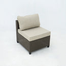 Deko Living 8 Piece Brown Outdoor Sectional Wicker Sofa Chairs and Tables  with Interchangable Beige and Red Cushion Covers (COP30011)