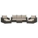 Deko Living 5 Piece Seating Brown Outdoor Wicker Sofa and Sofa Chair Set with Table (COP30012)