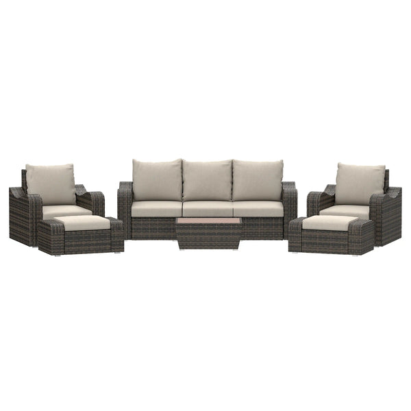 Deko Living 5 Place Seating Brown Outdoor Wicker Sofa and Sofa Chair Set with Table (COP30012)