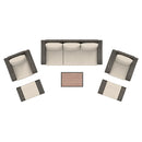 Deko Living 5 Piece Seating Brown Outdoor Wicker Sofa and Sofa Chair Set with Table (COP30012)