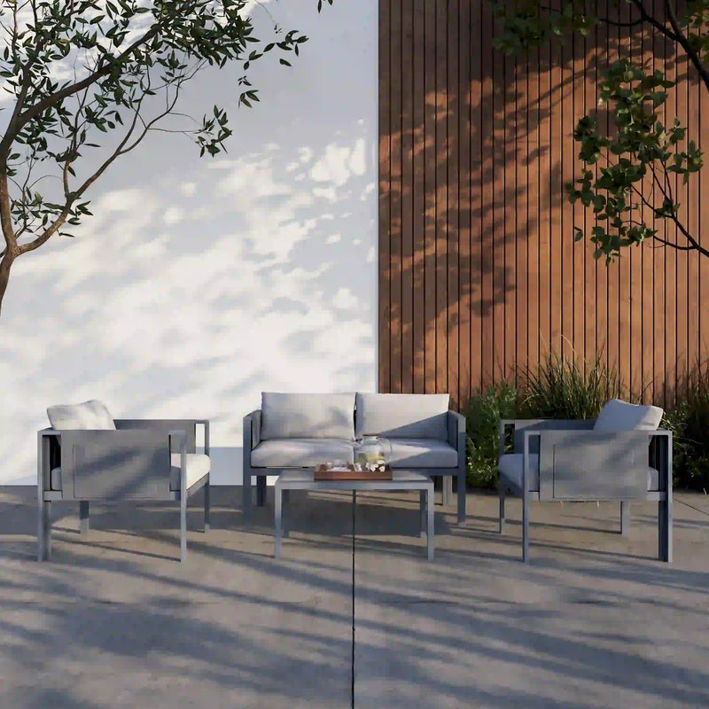 Deko Living 4 Place Seating Outdoor Gray Sofa and Table Set (COP30014)