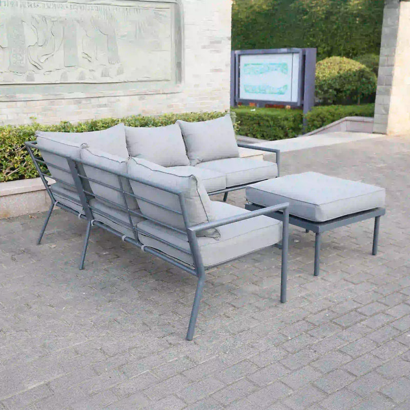 Deko Living 5 Place Seating Outdoor Gray Sofa and Ottoman Set (COP30015)
