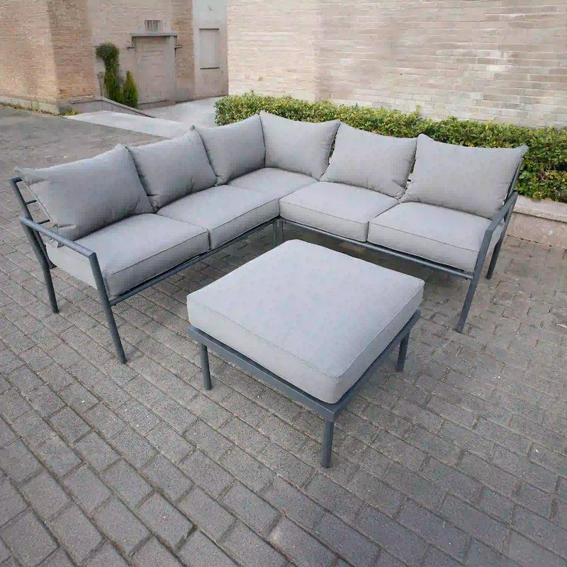 Deko Living 5 Place Seating Outdoor Gray Sofa and Ottoman Set (COP30015)