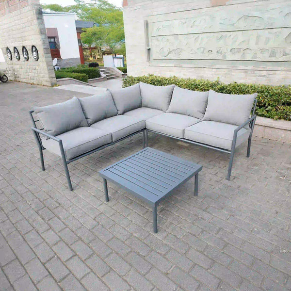 Deko Living 5 Place Seating Outdoor Gray Sofa and Ottoman Set (COP30015)
