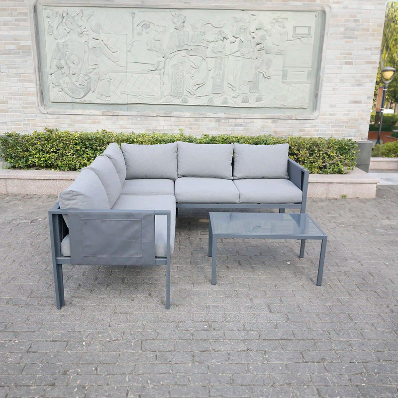 Deko Living 5 Place Seating Outdoor Gray Sofa and Table Set (COP30016)