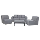 Deko Living 4 Piece Seating Gray Outdoor Compressed Foam Sectional Sofas and Ottoman Set (COP30017)