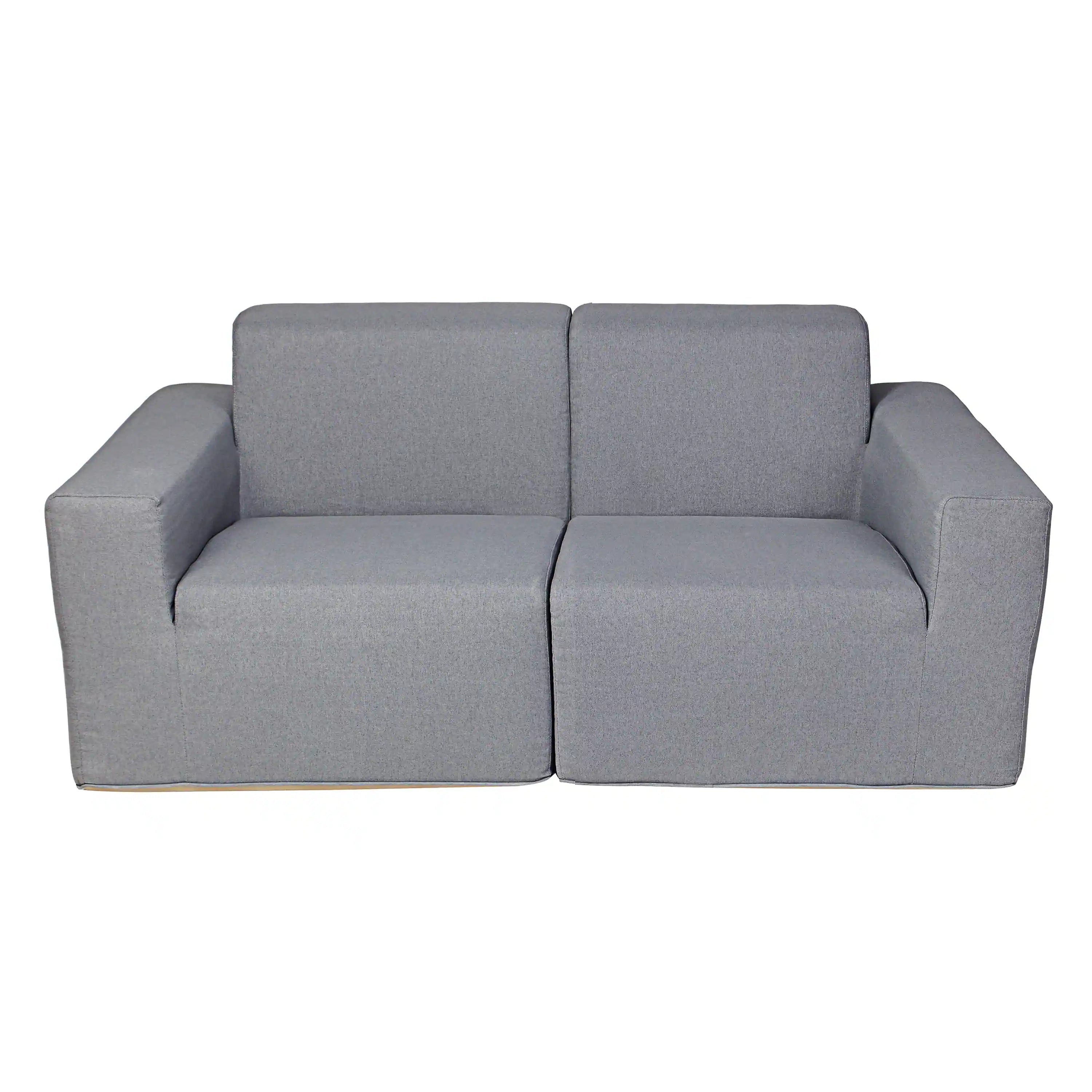 Gray 2-piece outdoor sectional sofa with two seat cushions and two back cushions