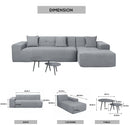 Deko Living 4 Piece Gray Outdoor Compressed Foam Sectional Sofa Lounger and Table Set (COP30018)