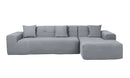 Deko Living 4 Piece Gray Outdoor Compressed Foam Sectional Sofa Lounger and Table Set (COP30018)