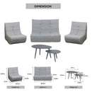 Deko Living 5 Piece Gray Outdoor Compressed Foam Loveseat Sofa Chairs and Table Set (COP30019)