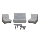 Deko Living 5 Piece Gray Outdoor Compressed Foam Loveseat Sofa Chairs and Table Set (COP30019)