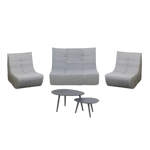 Deko Living 5 Piece Gray Outdoor Compressed Foam Loveseat Sofa Chairs and Table Set (COP30019)