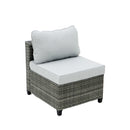 Deko Living 8 Piece Gray Outdoor Sectional Wicker Sofa Chairs and Tables  with Interchangeable Blue and Gray Cushion Covers (COP30111)