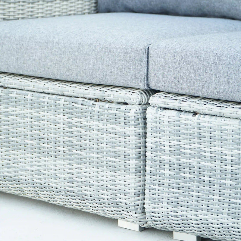 Deko Living 5 Place Seating Gray Outdoor Wicker Sofa and Sofa Chair Set with Table (COP30112)