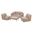 Deko Living 4 Piece Seating Brown Outdoor Compressed Foam Sectional Sofas and Ottoman Set (COP30117)