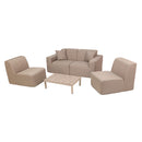 Deko Living 4 Piece Seating Brown Outdoor Compressed Foam Sectional Sofas and Ottoman Set (COP30117)