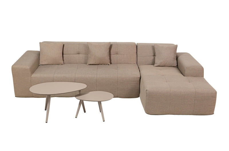 Deko Living 4 Piece Brown Outdoor Compressed Foam Sectional Sofa Lounger and Table Set (COP30118)
