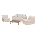 Deko Living 4 Piece Seating Beige Outdoor Compressed Foam Sectional Sofas and Ottoman Set (COP30217)