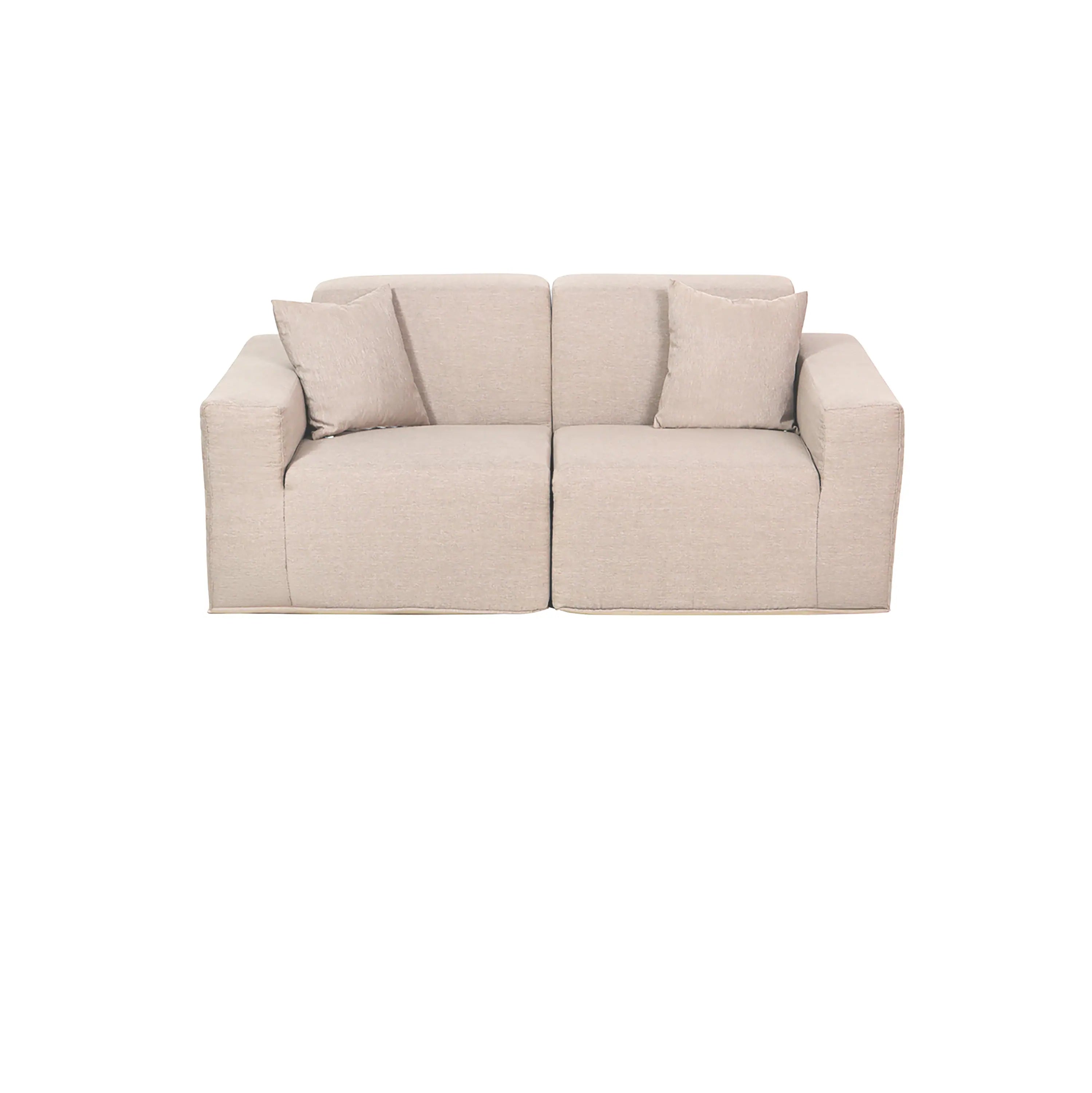 Beige outdoor compressed foam 2-piece sectional sofa with three seat cushions