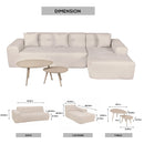 Deko Living 4 Piece Beige Outdoor Compressed Foam Sectional Sofa Lounger and Table Set (COP30218)